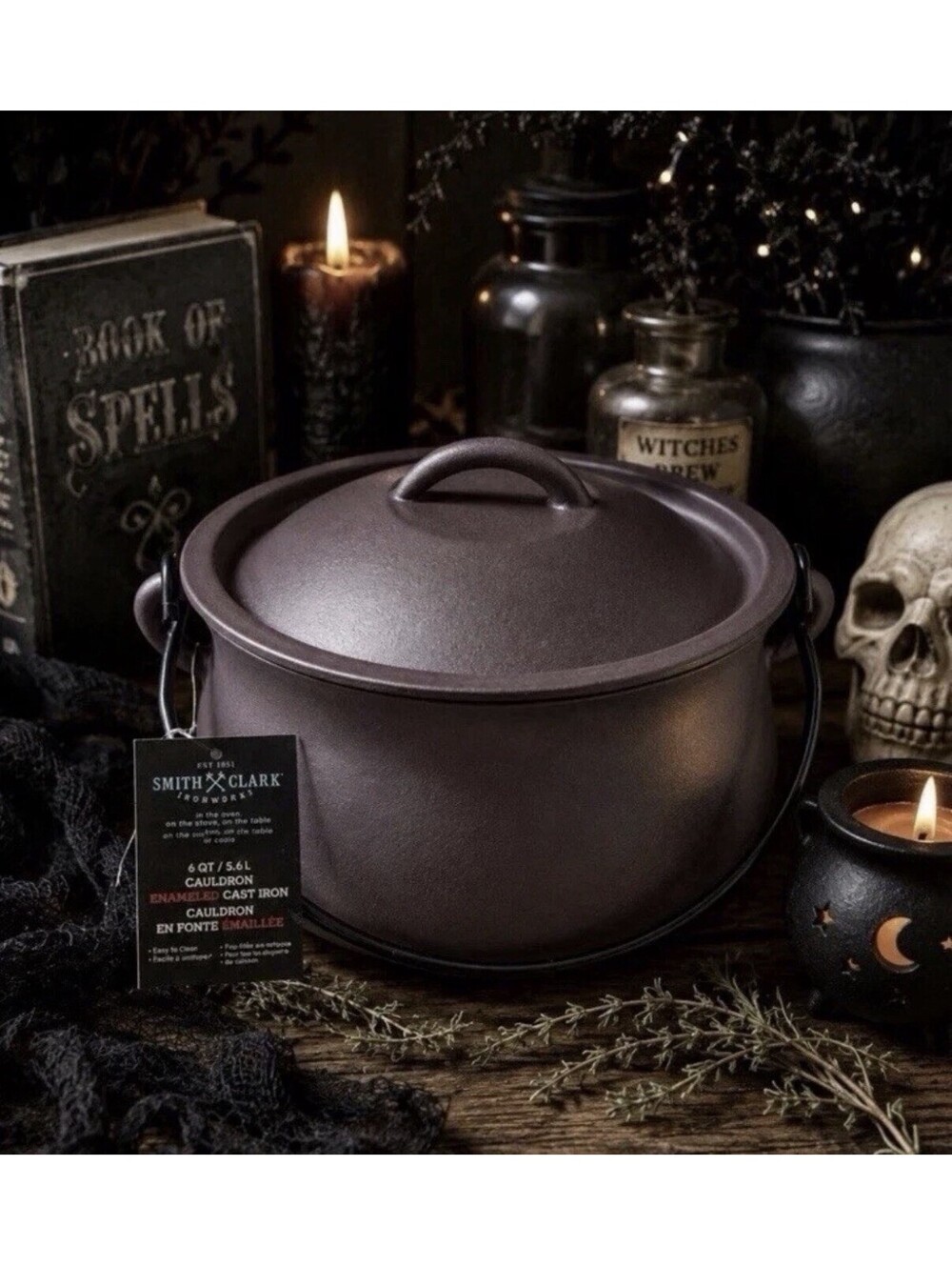 Smith & Clark 6 Quart Qt Cast Iron Cauldron Pot Purple Plum RARE 2026 Halloween